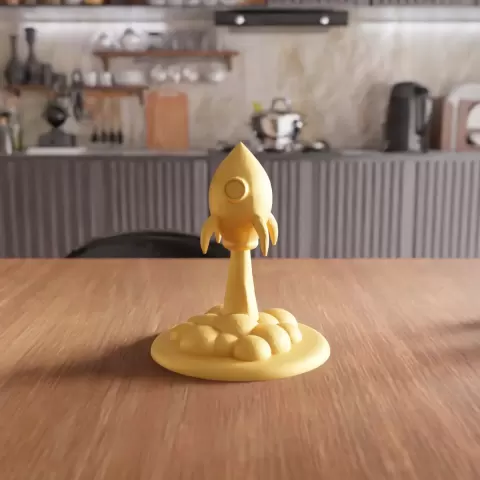 Retro Rocket Launch Desktop Statue