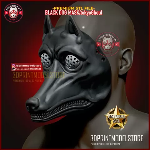Black Dog Mask - Tokyo Ghoul Cosplay Helmet - Kaya Irimi - 3DPRINTMODELSTORE