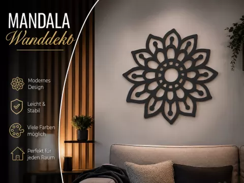 Mandala-Wanddeko Blumen Design