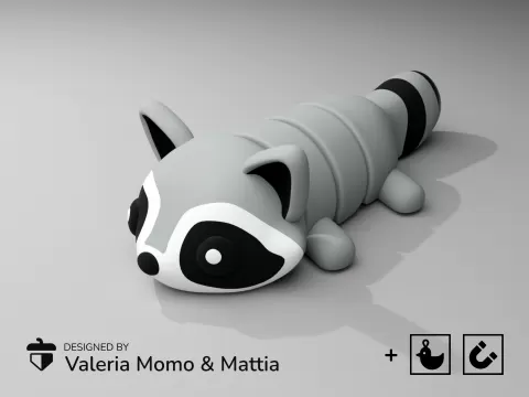 Cute Flexi Pets Raccoon (Keychain & Magnet)