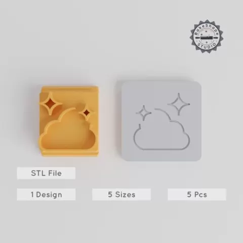 Bright Stamp Tile Set, 5 Motif Sizes, Ideal for Clay, Cookies & Fondant, Weather Light Collection