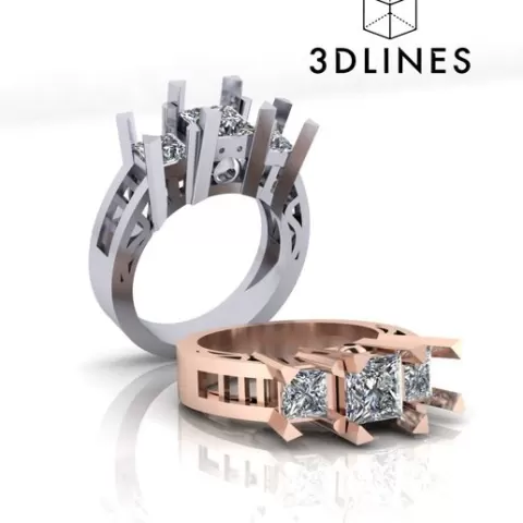 3 princess high jewelry ring