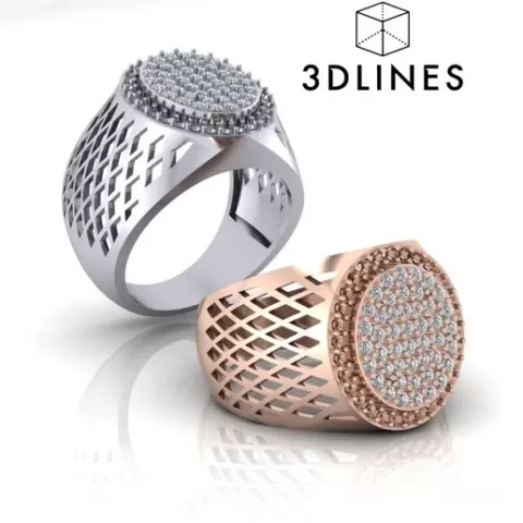 pave setting oval man jewelry ring