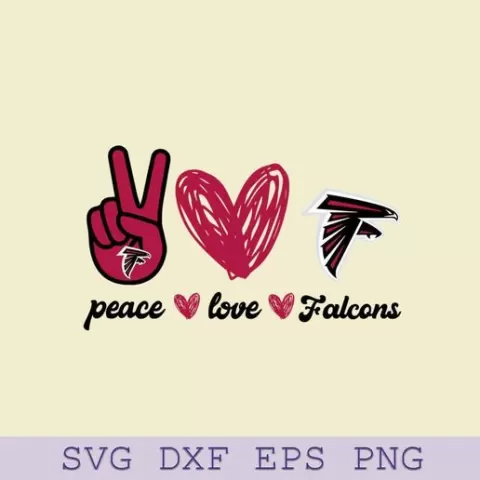 Peace Love Falcons SVG, Atlanta Falcons SVG, NFL Football Team Logo SVG Files for Cricut