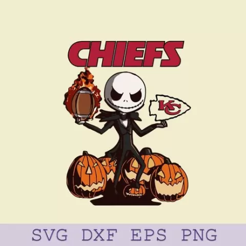 Kansas City Chiefs Jack Skellington SVG – Halloween Football SVG Design for Cricut