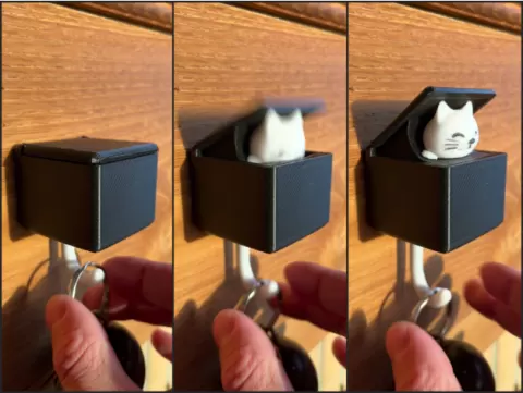 cute cat key holder, plays hide and seek