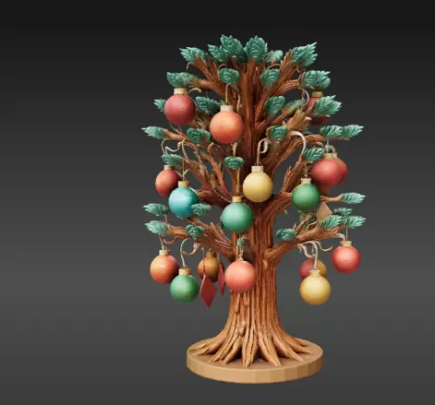 Seasonal Ornament Tree 3D Model | Festive Hanging Decor | Print-Ready STL & OBJ | Holiday Decoration for Home or Event