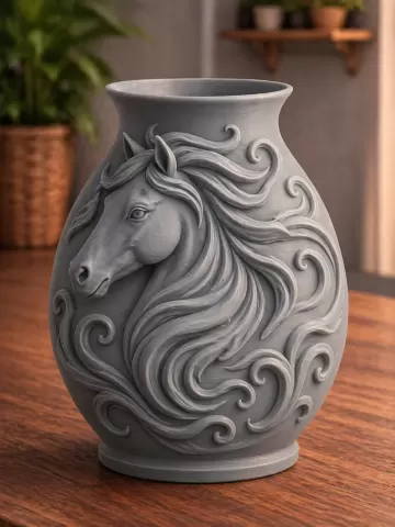 Gray Horse Wind Mane Vase