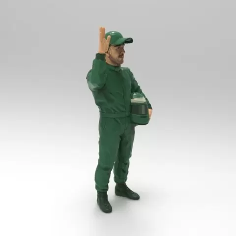Race Driver Waving with Helmet in Hand 1/32 Scale – Post-Race Figure for Motorsport Diorama