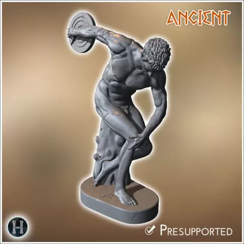 ' Discobolus '' by Myron Classical ancient Greek statue (Museo Nazionale Romano, Rome) - Ancient Classic Old Archaic Historical 28mm 20mm 15mm by Hartolia Miniatures
