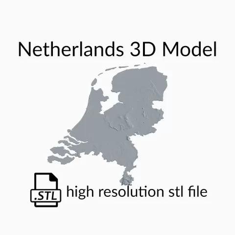 Netherlands Country Topographic Map - 3D Terrain Elevation - Relief Map - Topography of the Netherlands by Robin Schmezko