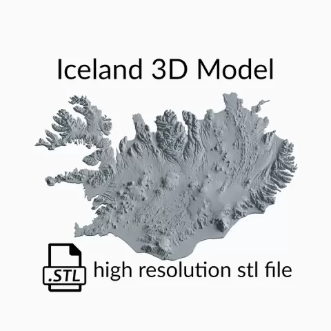 Iceland Country Topographic Map - 3D Terrain Elevation - Relief Map - Topography of Iceland by Robin Schmezko