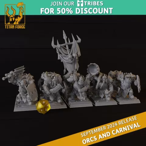 Orc Heavy Warriors One Handed - Orcs and Carnival - Titan Forge Miniatures September 2024 by Titan Forge Miniatures