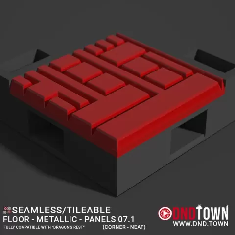 Floor - Metallic - Panels - Wall Corner 07.1 (NEAT/DEEP) - 3D Modular Dungeon Tile - DnD Town Minis (www.dnd.town) by TTR.Town