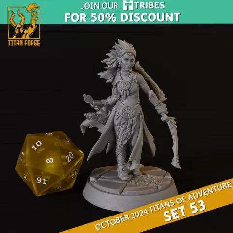 Female Elf Ranger - DnD Hero Characters - Titans of Adventure Set 53 by Titan Forge Miniatures
