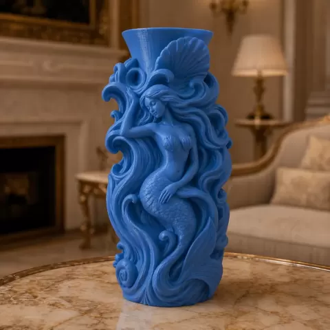 Blue Mermaid Ocean Shell Vase