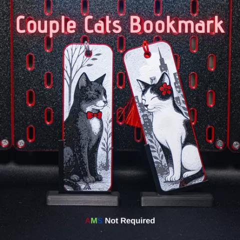 Romantic Cat Couple - Hueforge Bookmarks
