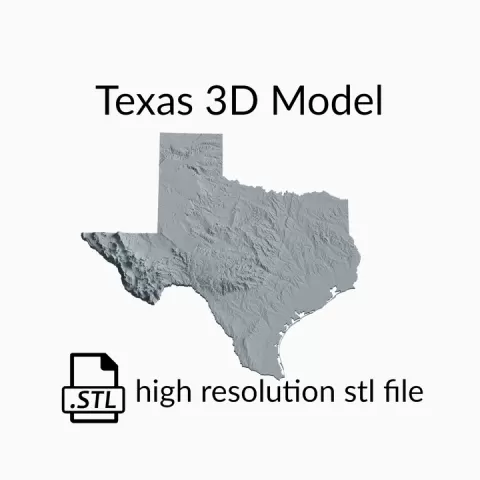 USA State of Texas Topographic Map - 3D Terrain Elevation - Relief Map - Topography of Texas by Robin Schmezko