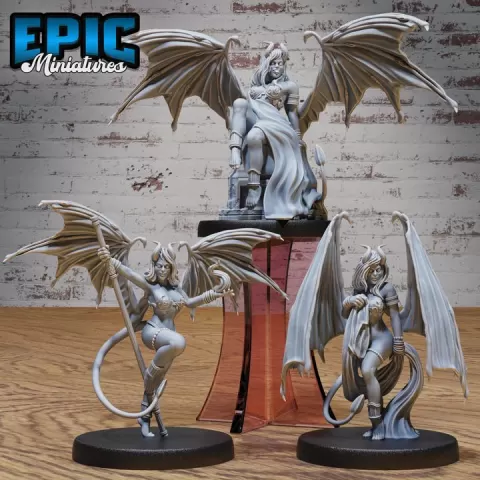 Succubus Demon Set / Female Devil Magician / Demonic Warrior / Dark Soldier Beast / Winged Lust Demon / Infernal Creature / Flame Handle / Evil Seduction Monster / Hell Army by Epic-Miniatures