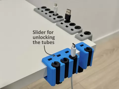 Desk cable holder / cable organizer with clamp