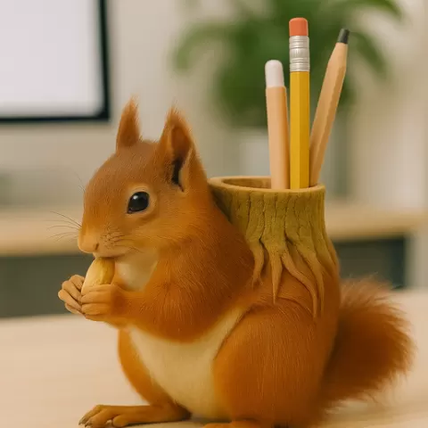 Squirrel pot and pencil holder