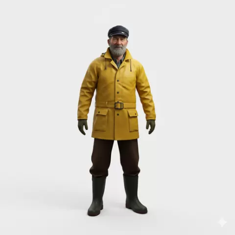 Fisherman Standing with arms flailing