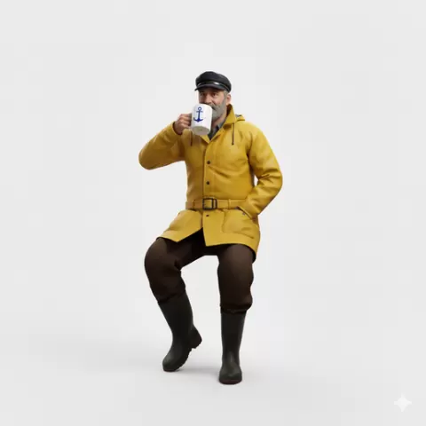 Sailor Fisherman Sitting drinking