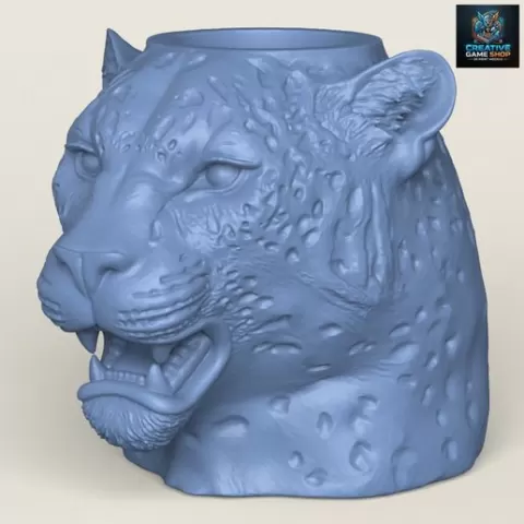 Leopard Face Vase Print Ready 3D Model