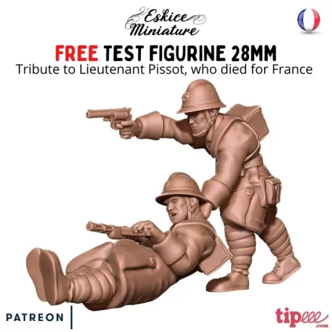 FREE TEST MODEL, Lieutenant Pissot, French medic - 28mm by Eskice Miniature - Aron