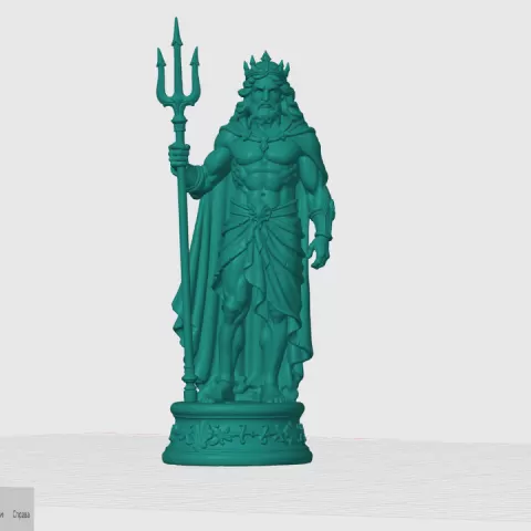 poseidon fantasy chess, fantasy chess set, chess set, poseidon king, atlantis chess, mythology chess, fantasy miniature, chess pieces, tabletop game, resin print, fdm print, stl files, 3mf files, collectible figures, 3d printable by Zuzu3D