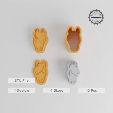 Horse Bath Bomb Mold Set, 12 Pieces, 4 Sizes XS/S/M/L, Farm & Stable Animal Design, Cute Rural Equine 3D Print STL