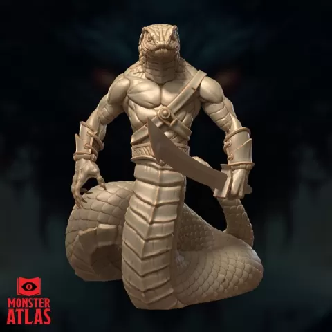 Yuan-ti Abomination | Reptilian Monstrosity | DnD 5e STL Miniature | 32mm Resin by Monster Atlas Fantasy Miniatures