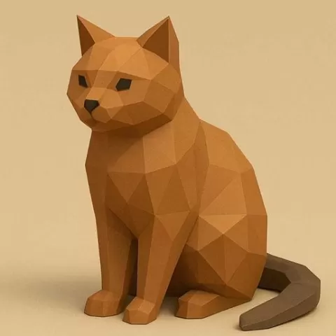 Low Poly Cat 3D Model for Printing