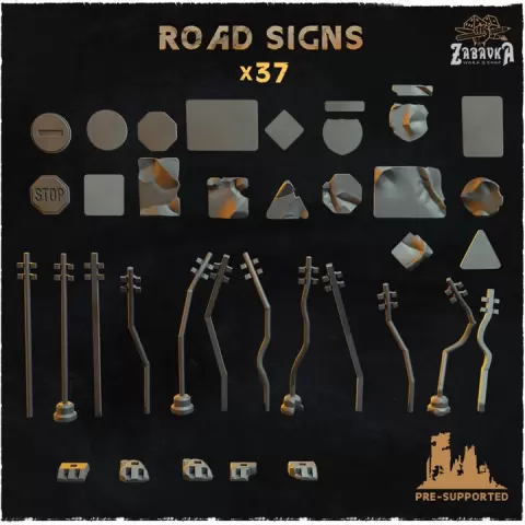 Road signs - Basing Bits 2.0 by Zabavka Workshop