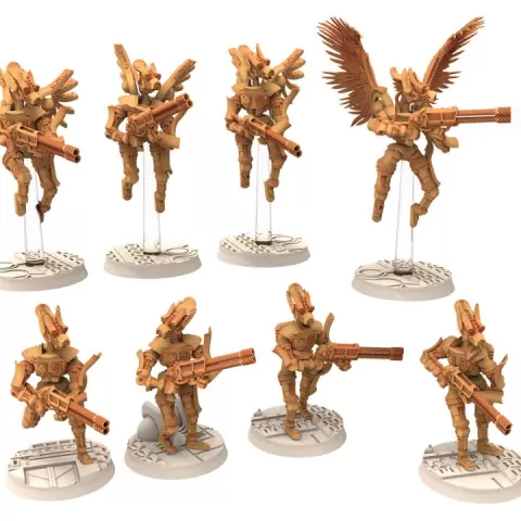 Cinan - Anubis - Peret - Montou : Line, Battle Drone, space robot guardians of the Necropolis, modular posable miniatures by Proxywars