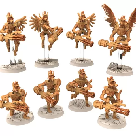 Cinan - Anubis - Chemou - Sekhout : Support, Battle Drone, space robot guardians of the Necropolis, modular posable miniatures by Proxywars