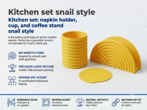 Snail Style Set napkin holder cup and coffee stand