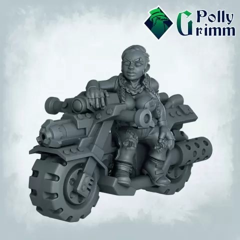 Sci-fi tabletop miniature. Galaxy Dwarves set. Gang member. Bad girl by PollyGrimm