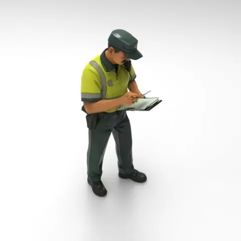 Traffic Police Issuing Ticket 1/32 Scale - Urban Enforcement Figure for Diorama and Slot Car Scenery