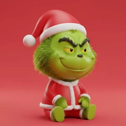 Mischievous Cute Grinch 🎄😠 Pre-Colored 3D Model for Multicolor Print