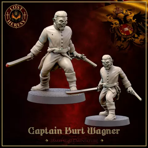 Austrian Gothic Napoleonic Dhamphir Officer for Silver Bayonet (unofficial) by Lost Heresy Miniatures