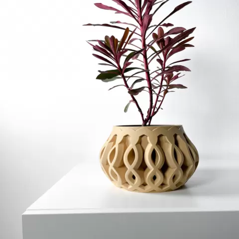 The Cylas Planter Pot with Drainage | Tray & Stand Included | Modern and Unique Home Decor for Plants and Succulents | STL File by MODERN MACHINE