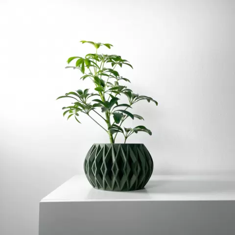 The Orik Planter Pot with Drainage | Tray & Stand Included | Modern and Unique Home Decor for Plants and Succulents | STL File by MODERN MACHINE