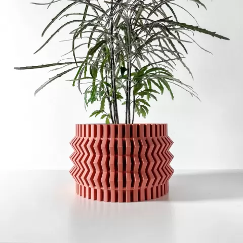 The Alio Planter Pot with Drainage Tray & Stand: Modern and Unique Home Decor for Plants and Succulents | STL File by MODERN MACHINE