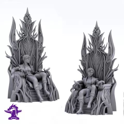 The Baron | Elf Noble Seated on Throne | 2 Seperate Models Male Elf & Throne by The Forge of Many Things