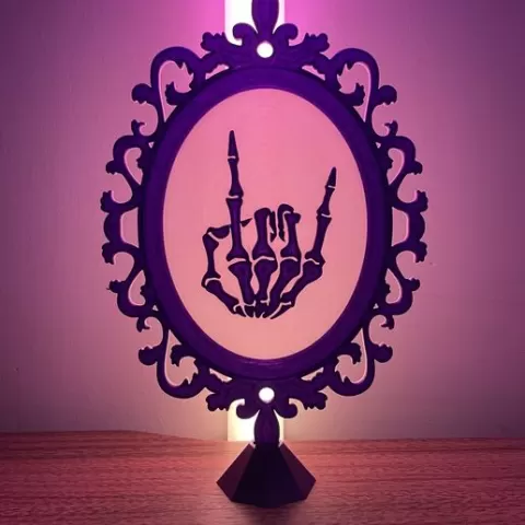 Skeleton Rock Frame – Spooky Gothic Wall & Shelf Decor