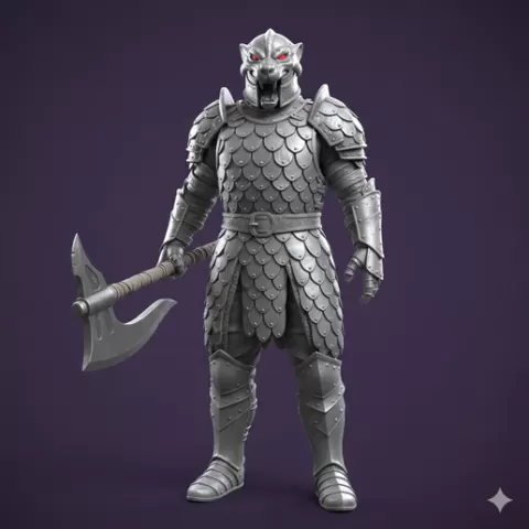 Single STL Scale-Plated Fantasy Warrior Miniature | Armored Champion for Tabletop RPGs & Wargaming | Heroic 3D Print STL