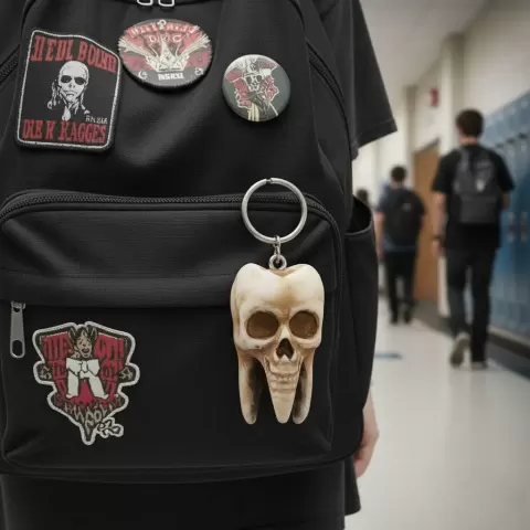 Gothic skull tooth - keychain - Meot.3d