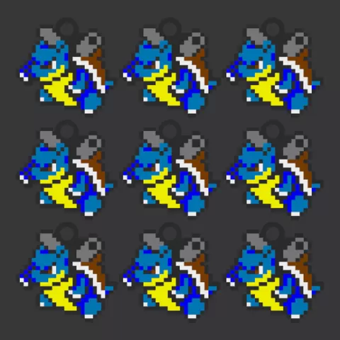 Blastoise pixel art keychain