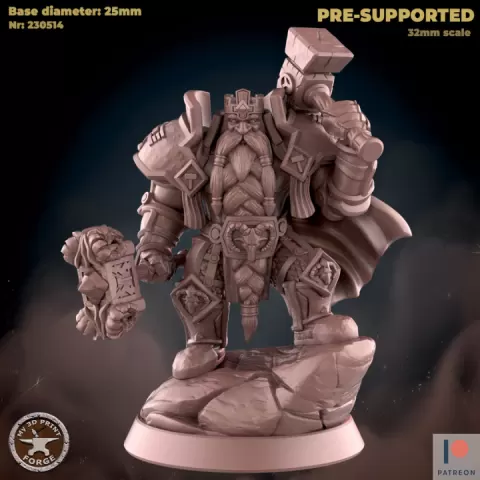Dwarf Leader on Cliff by My3DPrintForge